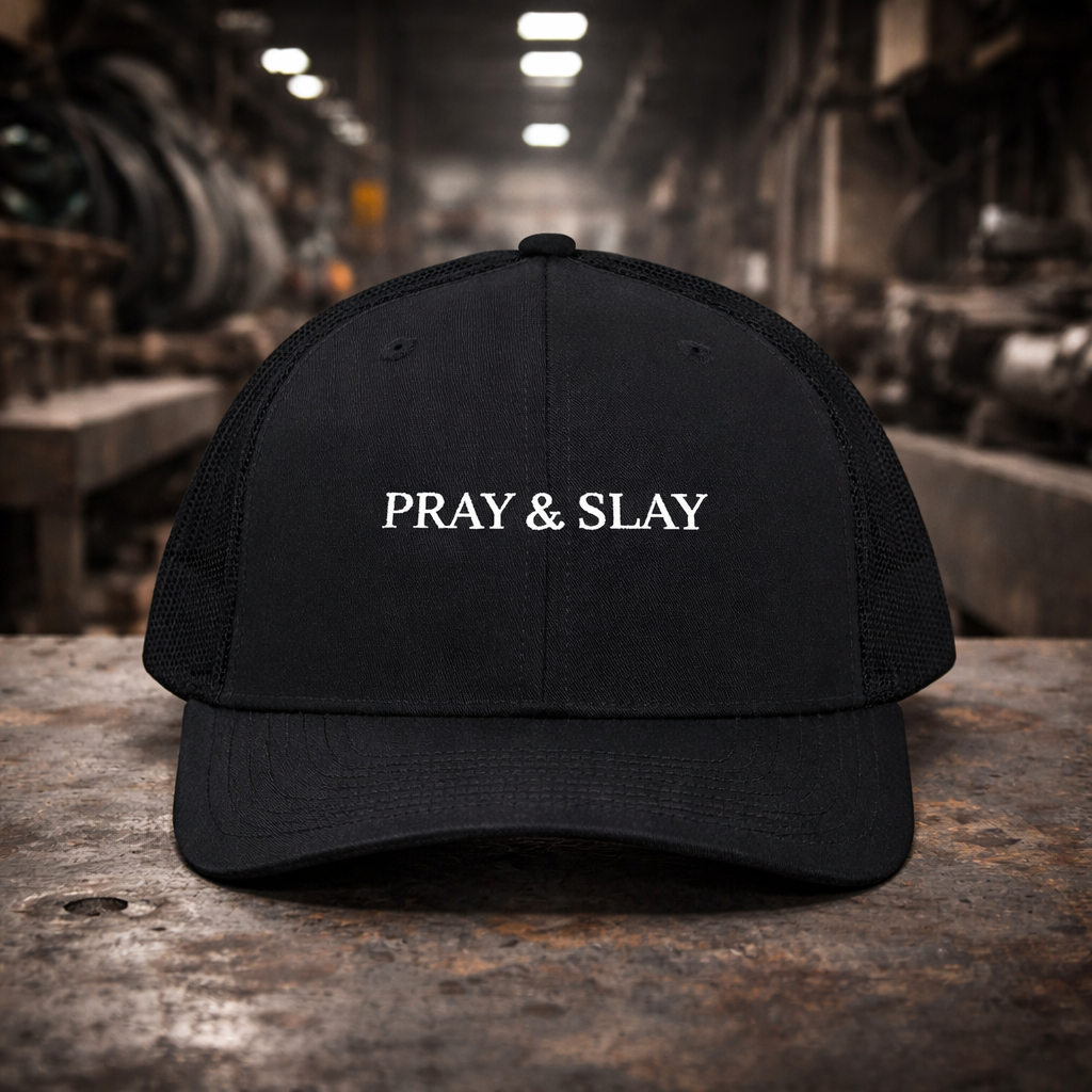 Pray & Slay Snapback Trucker Cap | Embroidered Mesh Back