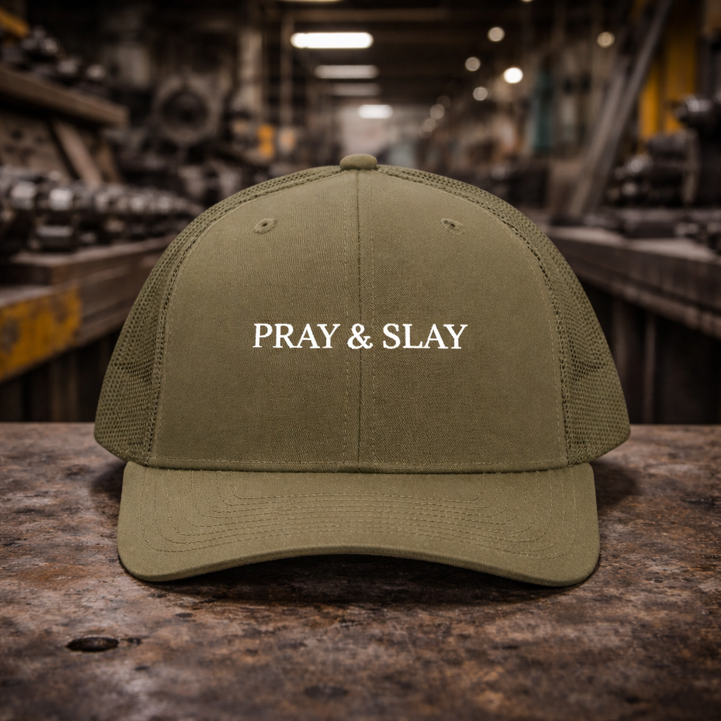 Pray & Slay Snapback Trucker Cap | Embroidered Mesh Back